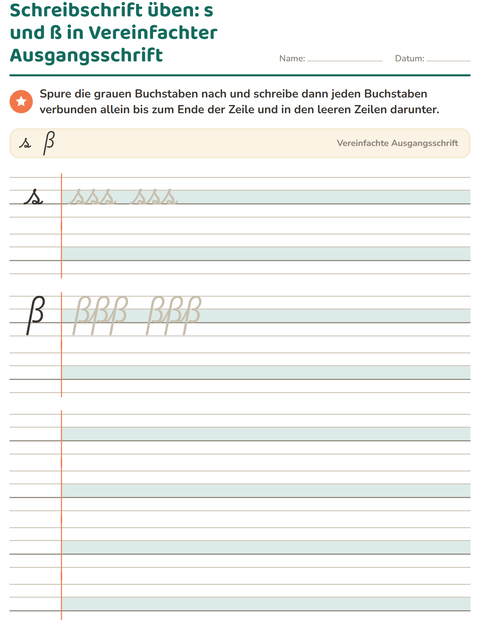Vorschau: Schreibschrift-Arbeitsblatt für 2. Klasse