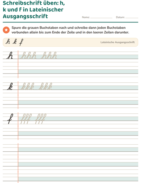 Vorschau: Schreibschrift-Arbeitsblatt für 2. Klasse