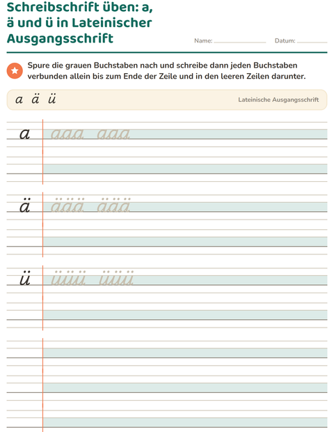 Vorschau: Schreibschrift-Arbeitsblatt für 2. Klasse