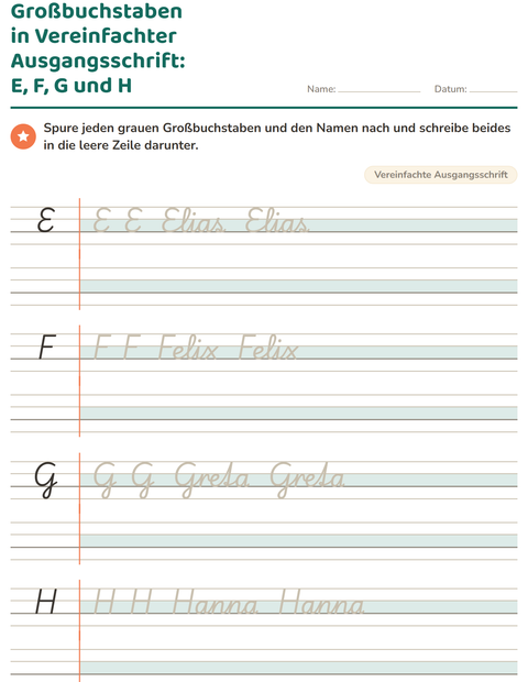 Vorschau: Schreibschrift-Arbeitsblatt für 2. Klasse