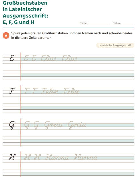 Vorschau: Schreibschrift-Arbeitsblatt für 2. Klasse