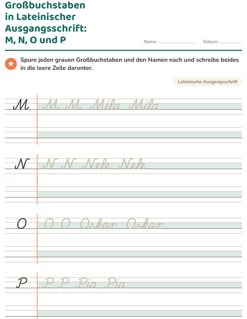 Vorschau: Schreibschrift-Arbeitsblatt für 2. Klasse