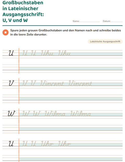 Vorschau: Schreibschrift-Arbeitsblatt für 2. Klasse