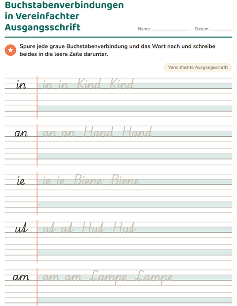 Vorschau: Schreibschrift-Arbeitsblatt für 2. Klasse