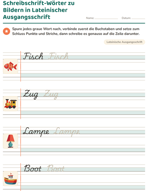 Vorschau: Schreibschrift-Arbeitsblatt für 2. Klasse