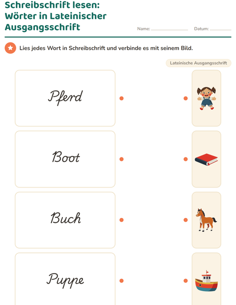 Vorschau: Schreibschrift-Arbeitsblatt für 2. Klasse