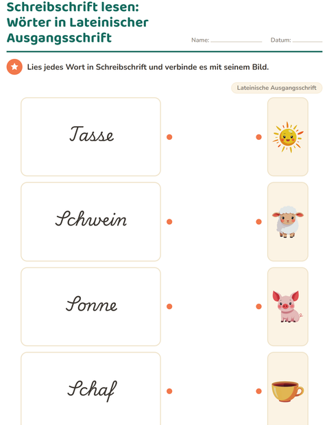 Vorschau: Schreibschrift-Arbeitsblatt für 2. Klasse