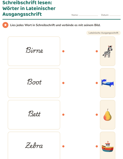 Vorschau: Schreibschrift-Arbeitsblatt für 2. Klasse