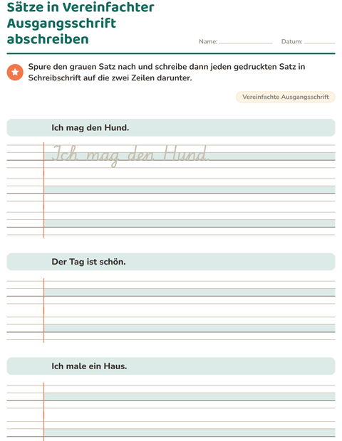 Vorschau: Schreibschrift-Arbeitsblatt für 3. Klasse