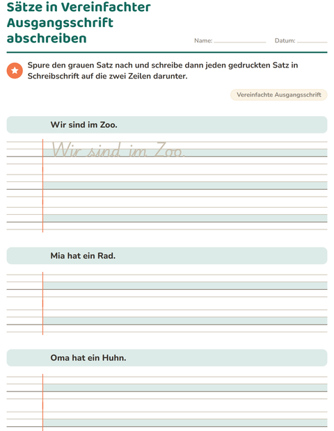 Vorschau: Schreibschrift-Arbeitsblatt für 3. Klasse