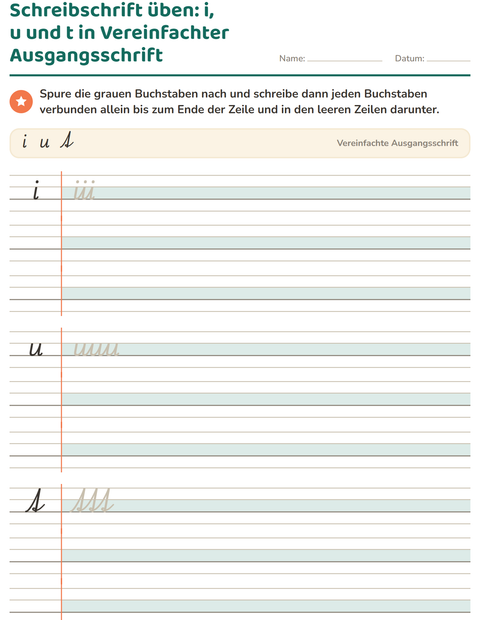 Vorschau: Schreibschrift-Arbeitsblatt für 2. Klasse