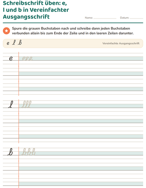 Vorschau: Schreibschrift-Arbeitsblatt für 2. Klasse