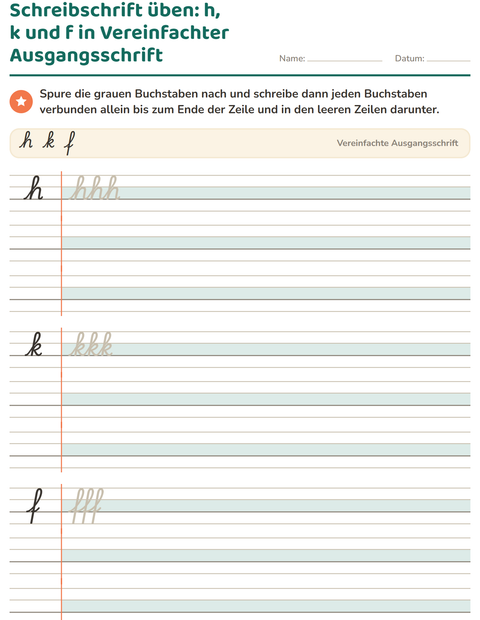 Vorschau: Schreibschrift-Arbeitsblatt für 2. Klasse