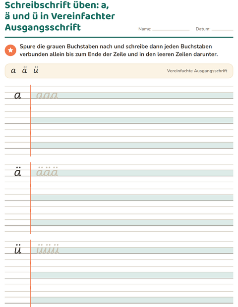 Vorschau: Schreibschrift-Arbeitsblatt für 2. Klasse