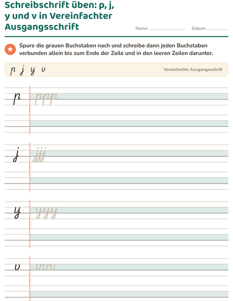 Vorschau: Schreibschrift-Arbeitsblatt für 2. Klasse