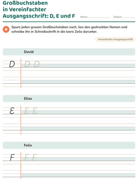 Vorschau: Schreibschrift-Arbeitsblatt für 2. Klasse
