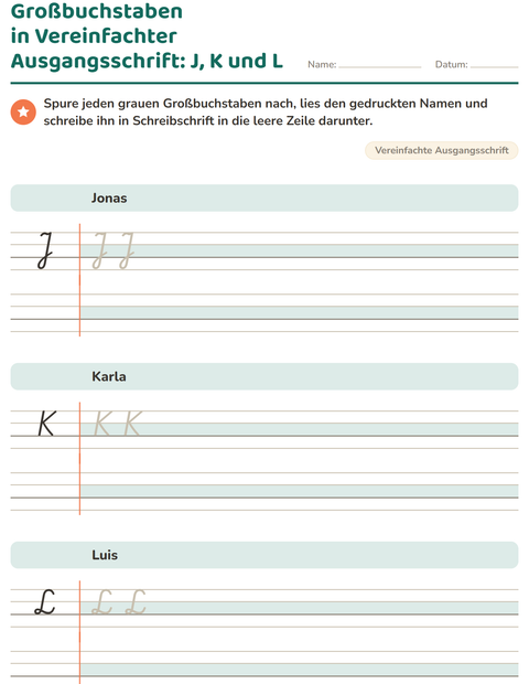 Vorschau: Schreibschrift-Arbeitsblatt für 2. Klasse