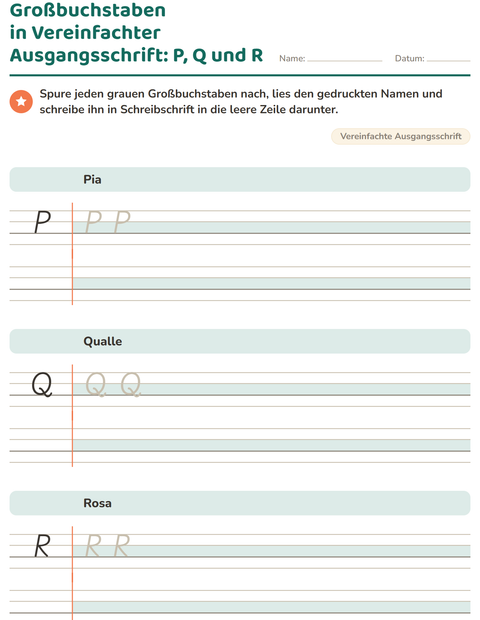 Vorschau: Schreibschrift-Arbeitsblatt für 2. Klasse