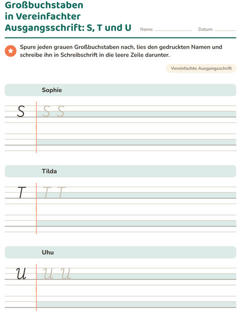 Vorschau: Schreibschrift-Arbeitsblatt für 2. Klasse
