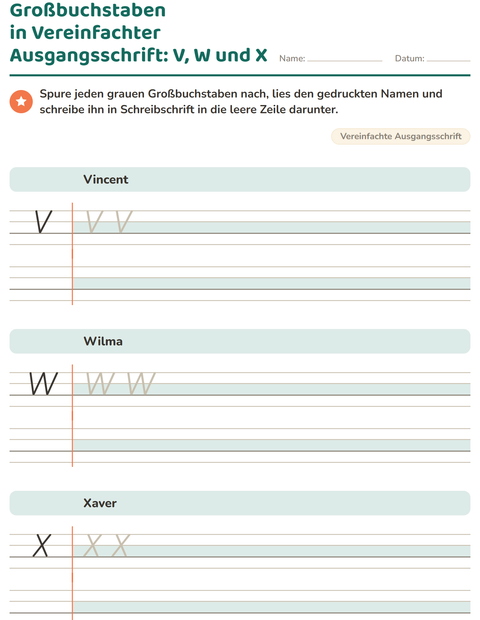 Vorschau: Schreibschrift-Arbeitsblatt für 2. Klasse