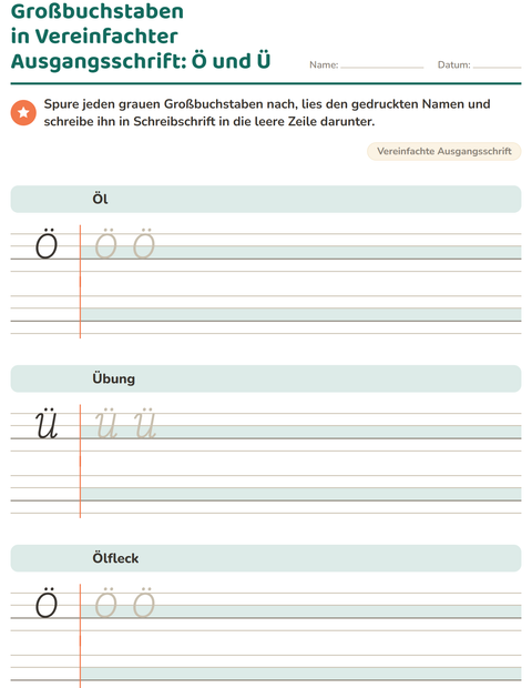 Vorschau: Schreibschrift-Arbeitsblatt für 2. Klasse