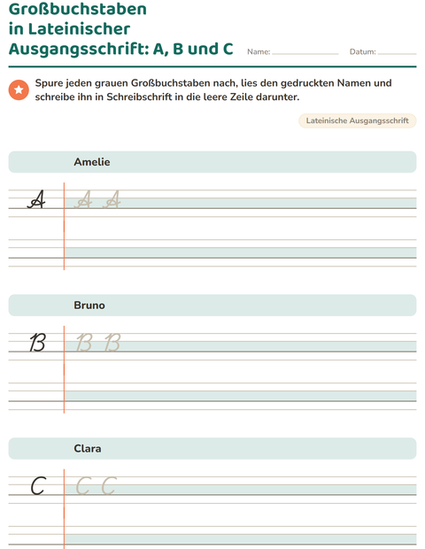 Vorschau: Schreibschrift-Arbeitsblatt für 2. Klasse