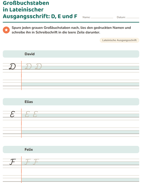 Vorschau: Schreibschrift-Arbeitsblatt für 2. Klasse