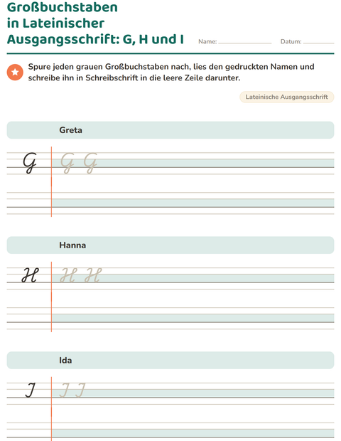 Vorschau: Schreibschrift-Arbeitsblatt für 2. Klasse