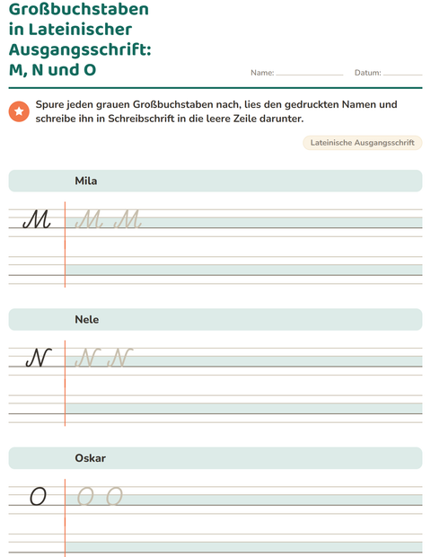 Vorschau: Schreibschrift-Arbeitsblatt für 2. Klasse