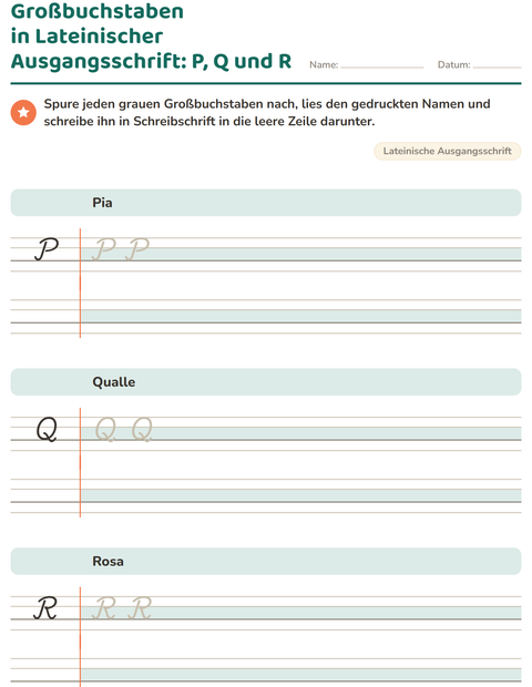 Vorschau: Schreibschrift-Arbeitsblatt für 2. Klasse
