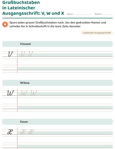 Vorschau: Schreibschrift-Arbeitsblatt für 2. Klasse