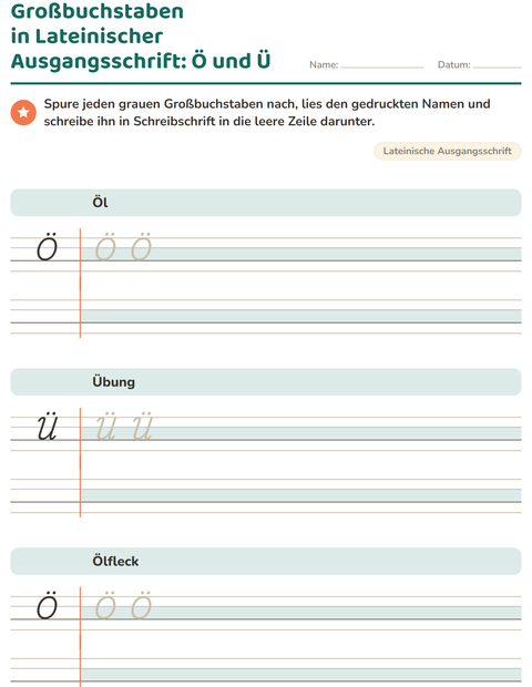 Vorschau: Schreibschrift-Arbeitsblatt für 2. Klasse
