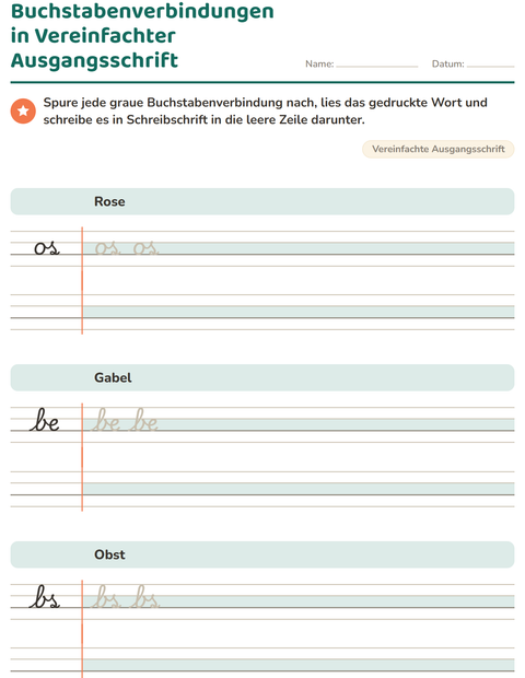 Vorschau: Schreibschrift-Arbeitsblatt für 2. Klasse
