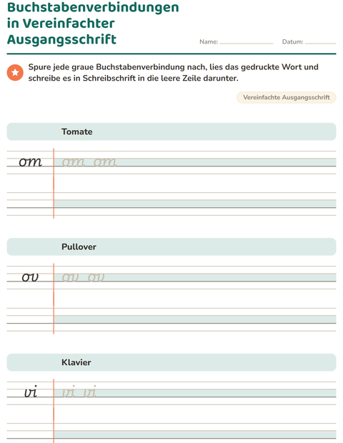 Vorschau: Schreibschrift-Arbeitsblatt für 2. Klasse