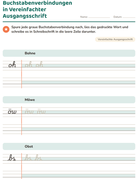 Vorschau: Schreibschrift-Arbeitsblatt für 2. Klasse