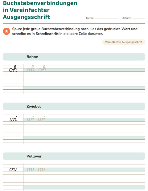 Vorschau: Schreibschrift-Arbeitsblatt für 2. Klasse