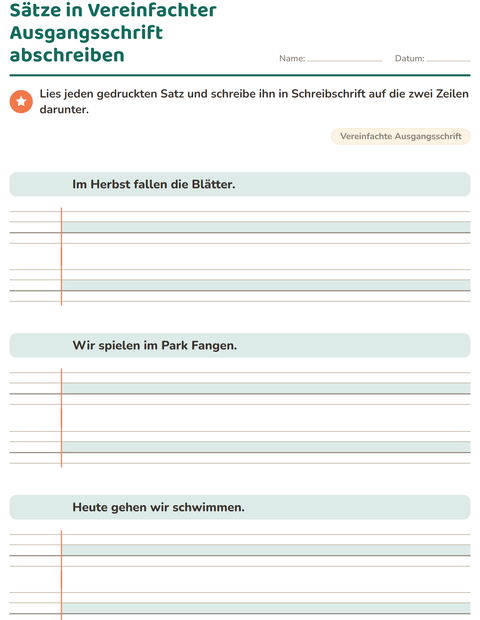 Vorschau: Schreibschrift-Arbeitsblatt für 3. Klasse