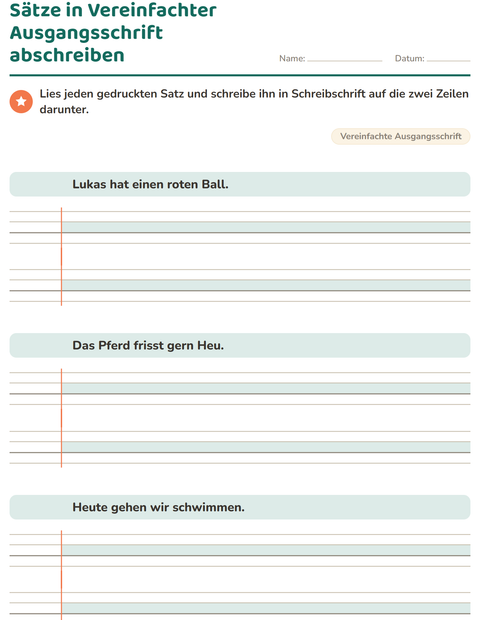 Vorschau: Schreibschrift-Arbeitsblatt für 3. Klasse
