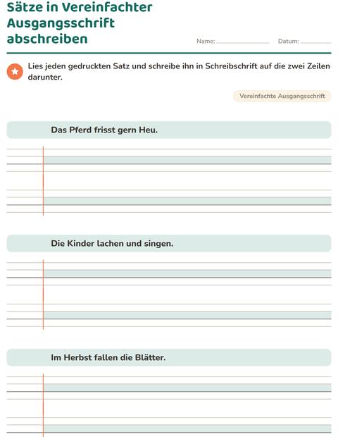 Vorschau: Schreibschrift-Arbeitsblatt für 3. Klasse