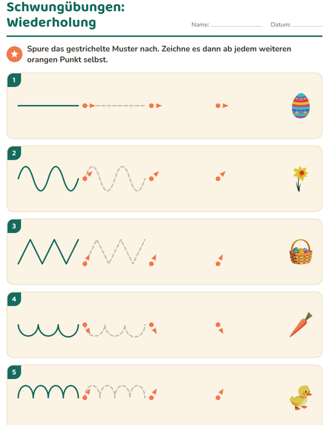 Vorschau: Schwungübungen-Arbeitsblatt mit Ostern für Kindergarten