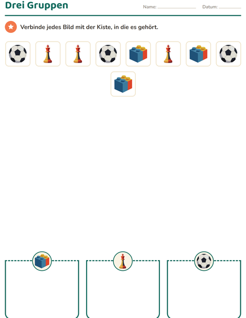 Vorschau: Sortieren und Ordnen-Arbeitsblatt mit Spielzeug für 1. Klasse