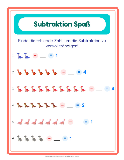 Subtrahend finden – Dinosaurier