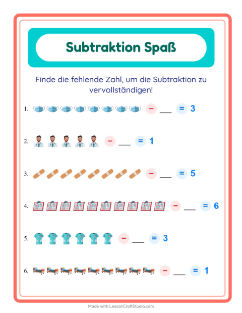 Subtrahend finden – Krankenhaus