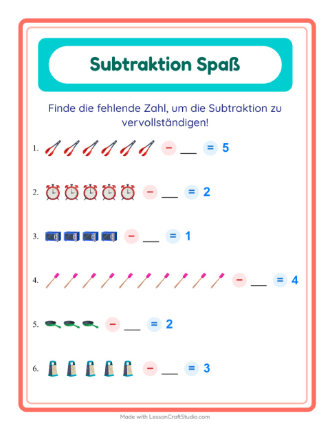 Subtrahend finden – Küchenwerkzeuge