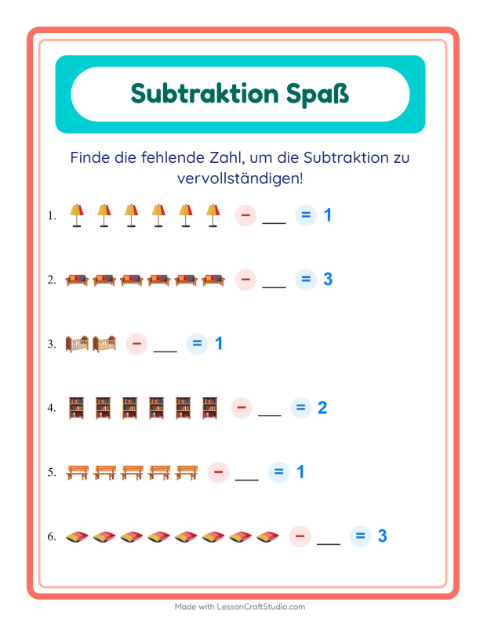 Subtrahend finden – Möbel