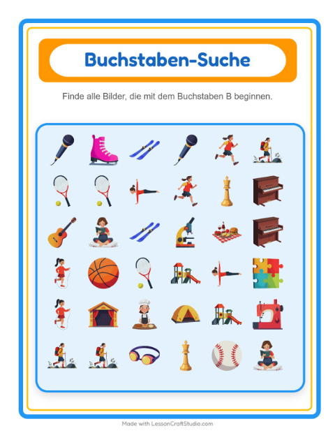 Vorschau: Suchen und zählen-Arbeitsblatt mit Aktivitäten für Vorschule