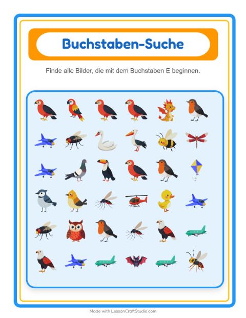 Vorschau: Suchen und zählen-Arbeitsblatt mit Dinge die fliegen für Vorschule
