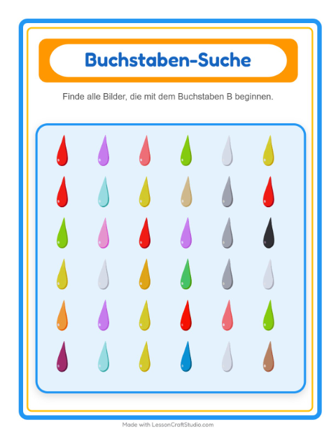 Vorschau: Suchen und zählen-Arbeitsblatt mit Farben für Vorschule