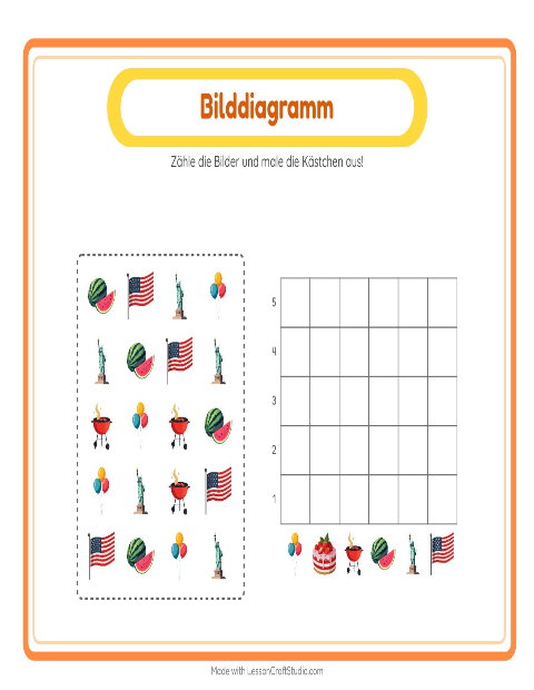 Vorschau: Tabelle zählen-Arbeitsblatt mit 4. Juli für Kindergarten