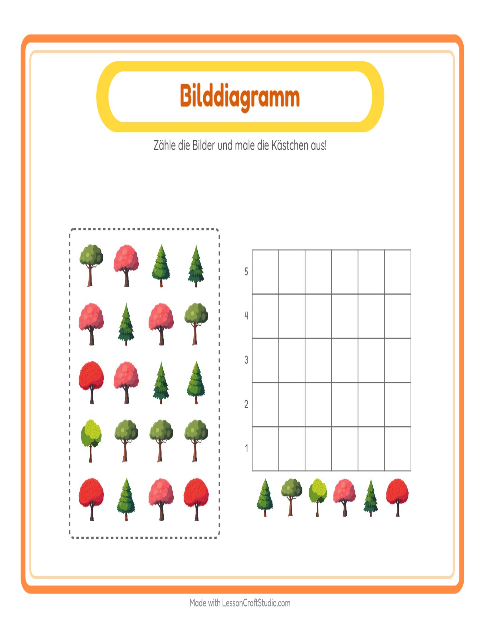 Vorschau: Tabelle zählen-Arbeitsblatt mit Bäume für Kindergarten